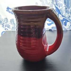 Elegant Red and Brown Ceramic Mug